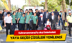 Kahramanmaraş'ta okul önlerindeki yaya geçidi çizgileri yenilendi