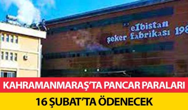 Kahramanmaraş’ta pancar paraları 16 Şubat’ta ödenecek