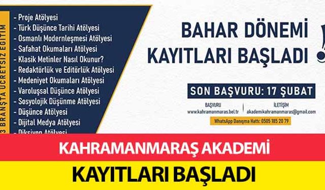 Kahramanmaraş Akademi Kayıtları Başladı