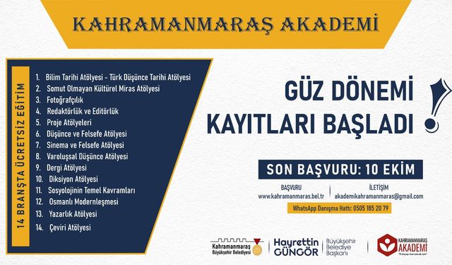 Kahramanmaraş Akademi’de Güz Dönemi Kayıtları Başladı!