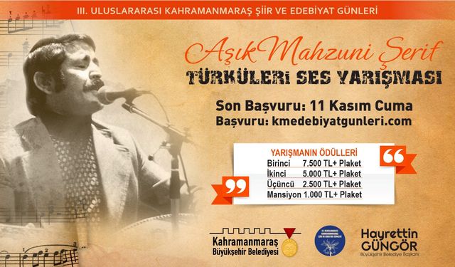 Âşık Mahzuni Şerif Türküleri Ses Yarışması’nda Başvurular Sürüyor