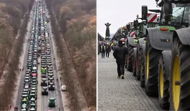 Çiftçiler ayaklandı! Traktörlerle Kilometrelerce Kuyruk